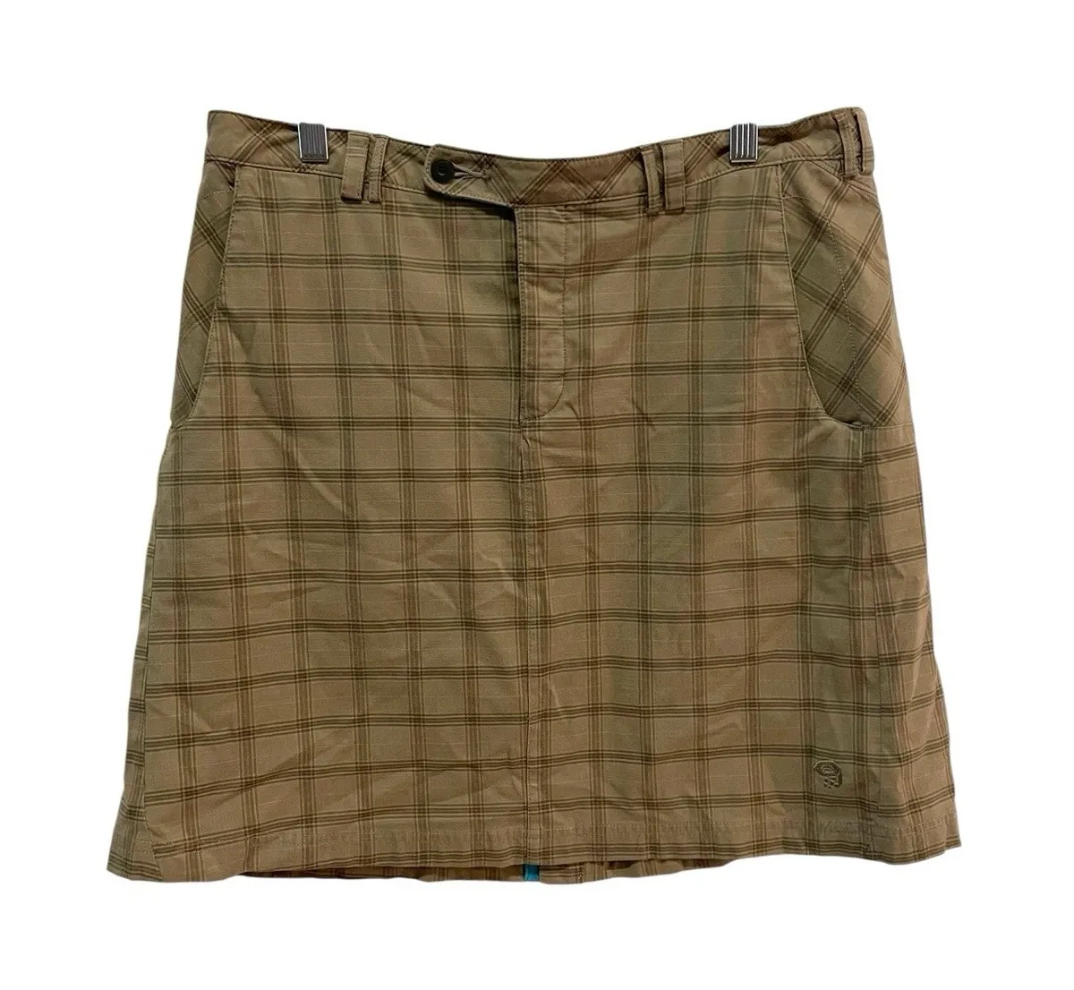 Mountain Hardwear Skirt Womens 10 Brown Plaid Stretch Organic Cotton Outdoor - Image 1