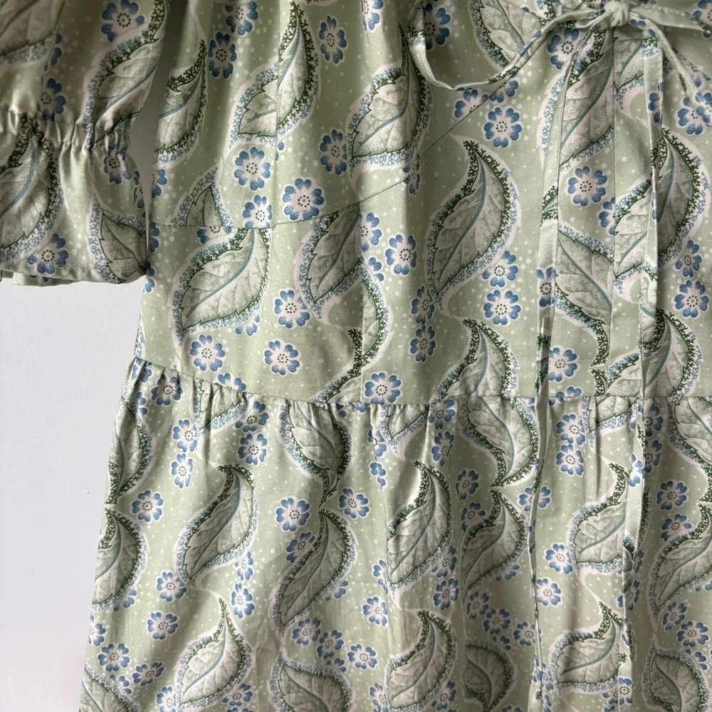 Hill House Home Ophelia Dress Eucalyptus Floral Green Midi Dress Cottagecore - Image 7