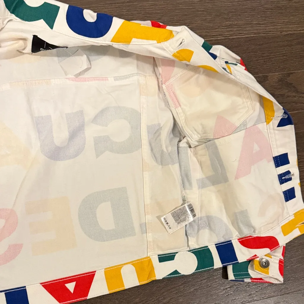 Desigual Letter Print Jean Jacket XS - Image 3