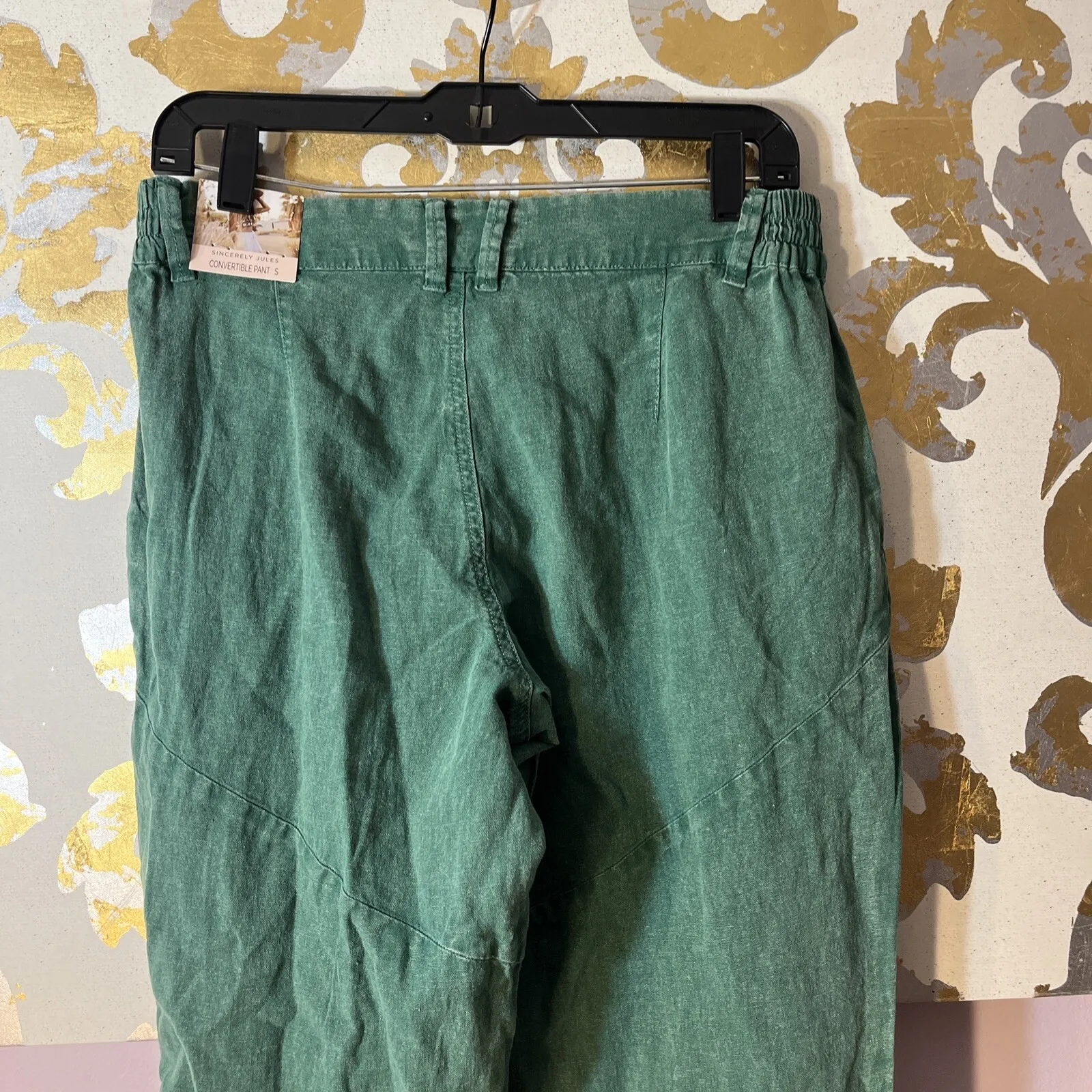 Sincerely Jules Size Small NWT‎ Emerald Linen Convertible Pants Green - Image 8