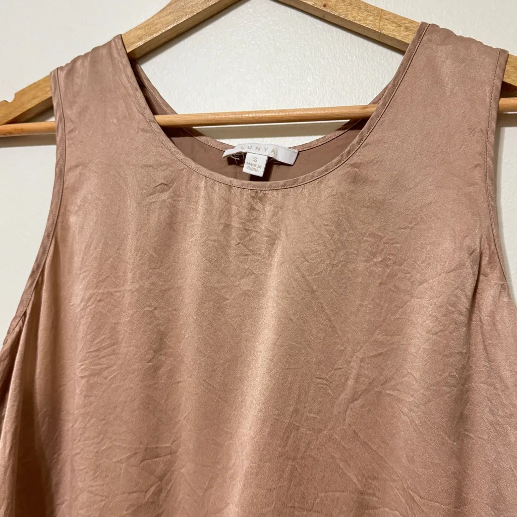 Lunya Washable Silk Tank Size Small Tulip Back Brown - Image 3