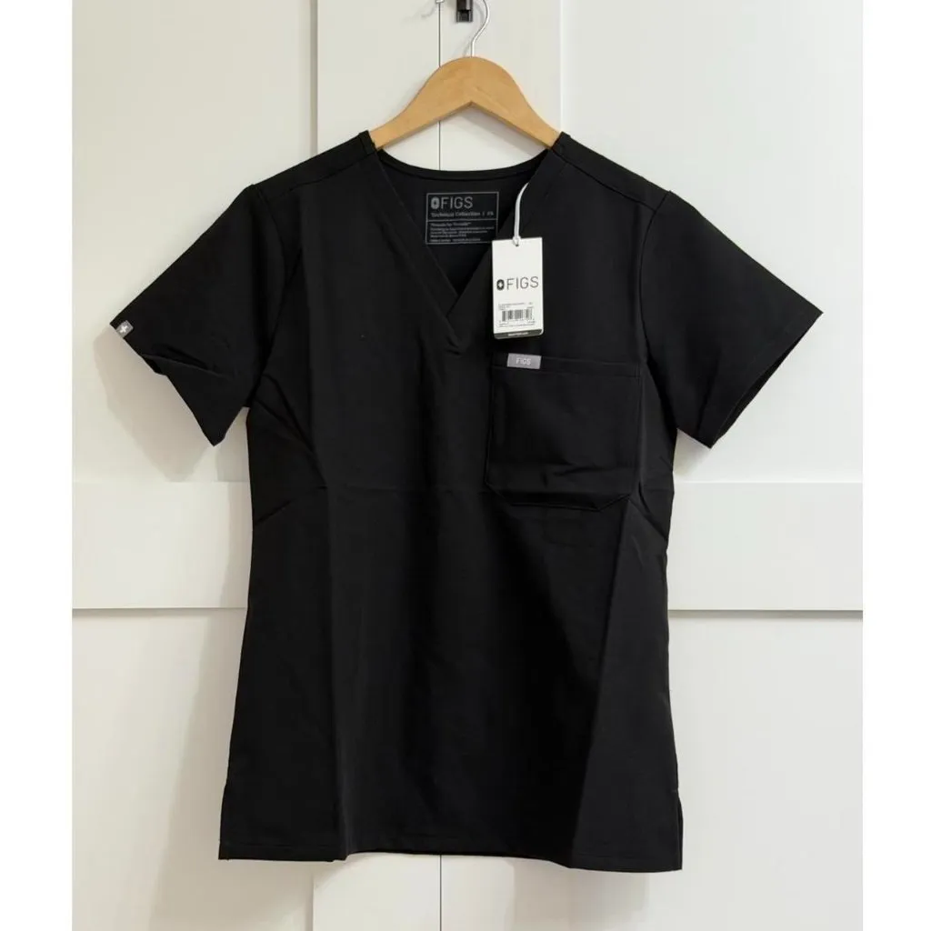 Figs Women's Catarina One Pocket Scrub Top in Black, Size X-Small - Image 6