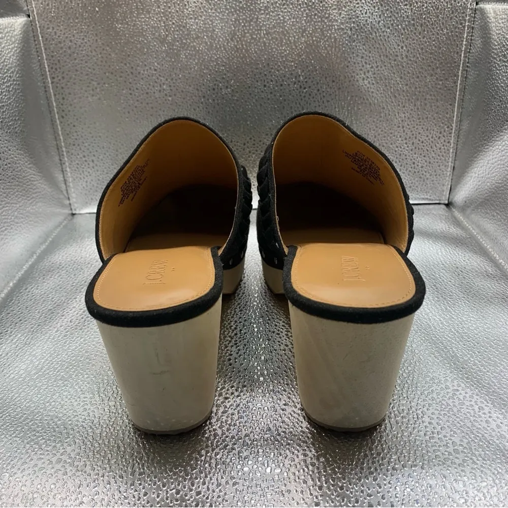 J.Crew Women's Sueded Vegan Leather Clogs Black With Silver Stud Detail 9.5 F7 - Image 5