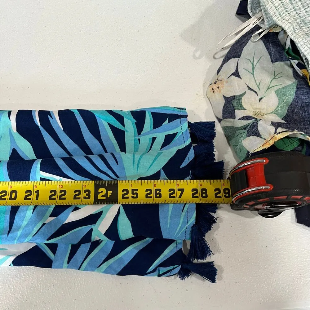 escapada Blue Tropical Floral Mini Dress Tunic Tassels Off The Shoulder XS - Image 6