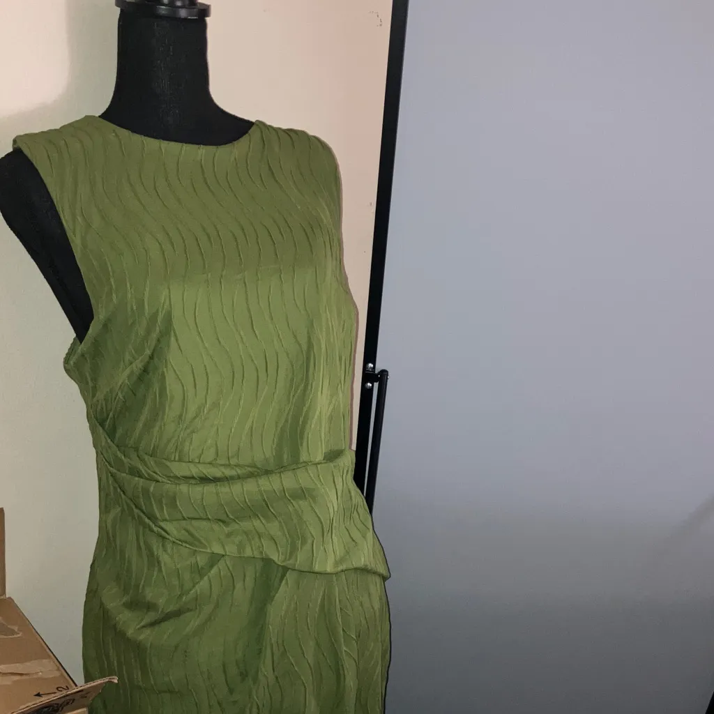 ASOS Olive Green Textured Midi Dress - Image 11