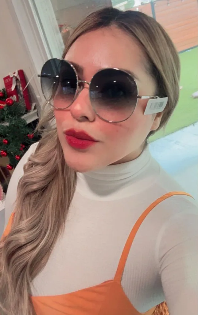 ONE DAY SALE💫
SALVATORE FERRAGAMO silver/blue round sunglasses 🦋 - Image 1