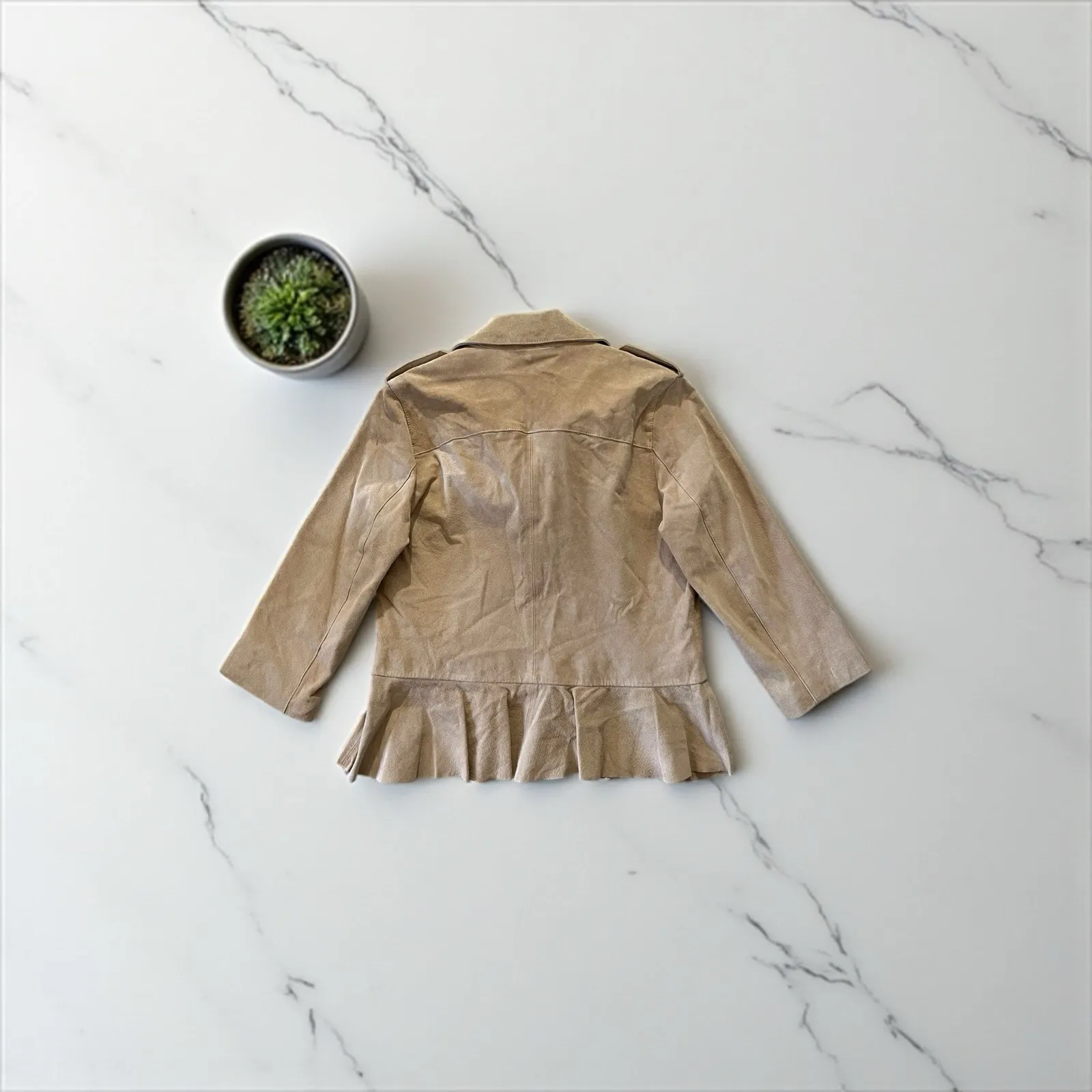 Pamela McCoy Women's Light Brown Leather Jacket 3/4 Sleeve RN#98393 Size S - Image 3