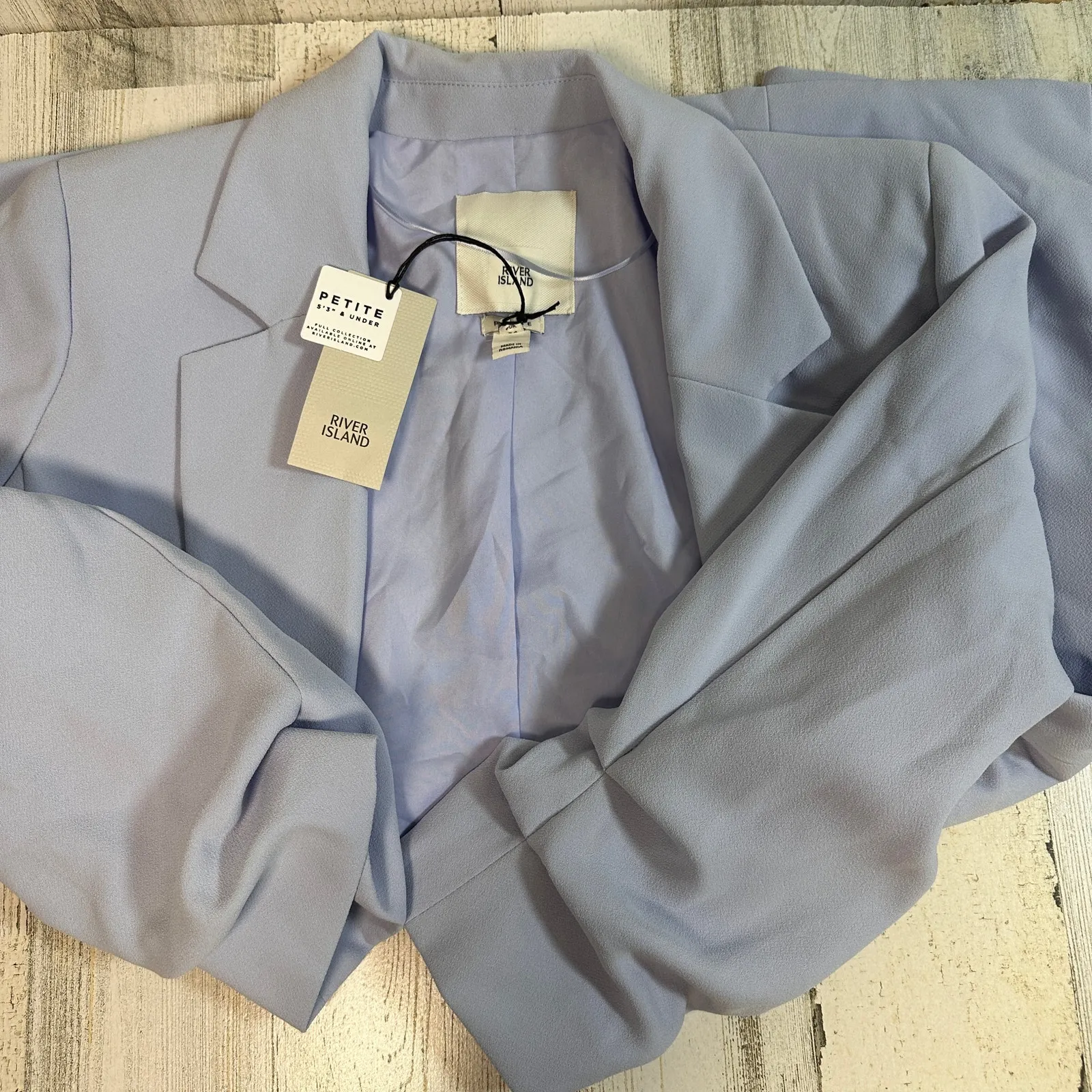River Island Blazer US 4 | Light Blue | 80s Style | Petite Fit | NWT | MSRP $110 - Image 3