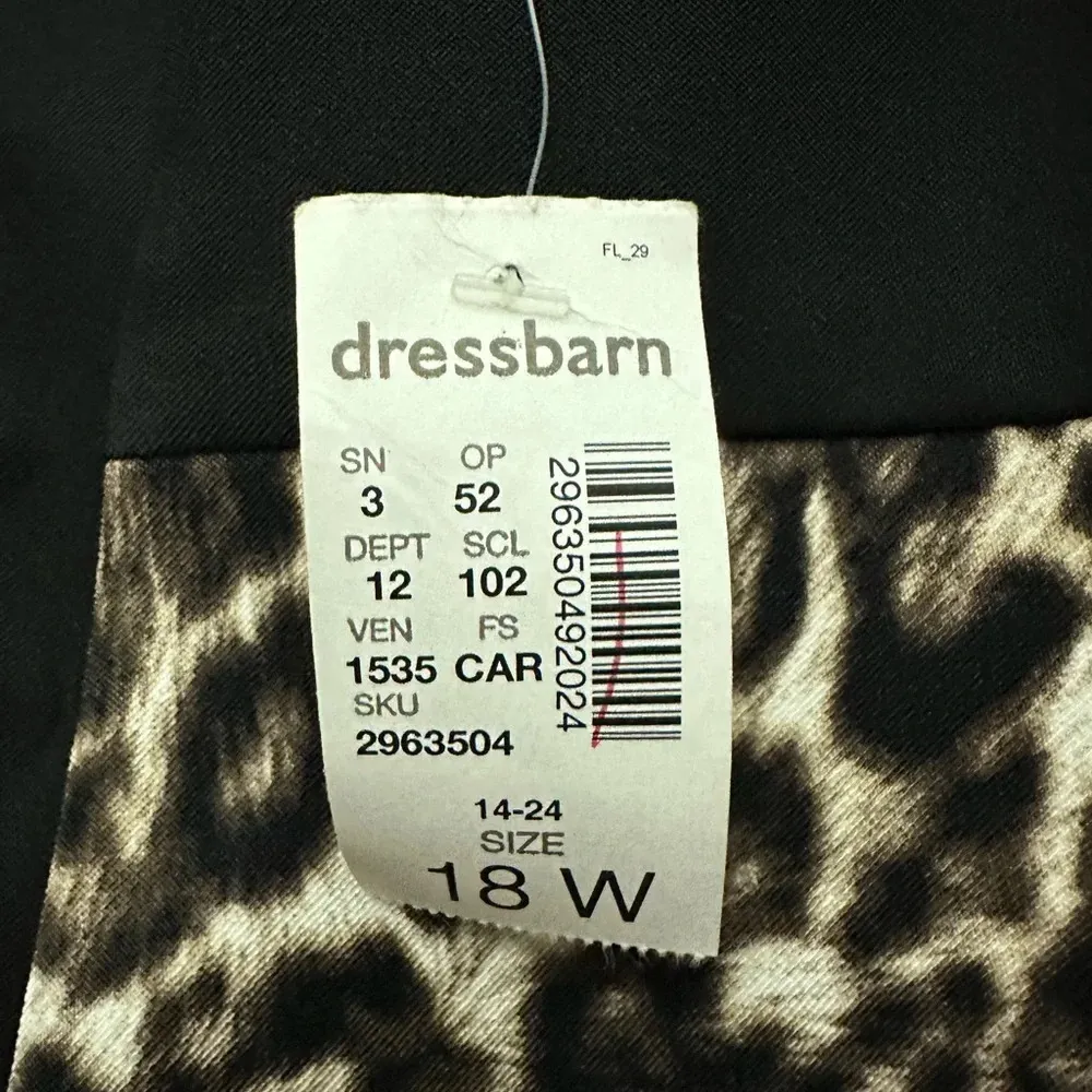 Dressbarn Animal Print Sheath Dress Size 18 Black Cheetah Print Sleeveless NWT - Image 4