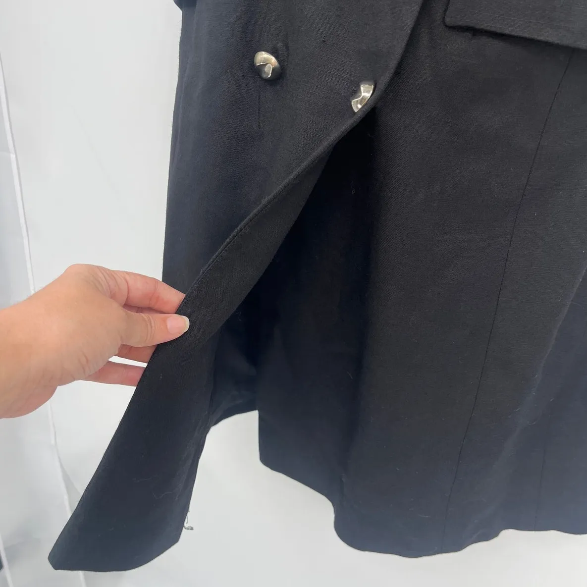 Vtg 90 Richard Warren Double Breasted Jacket Dress 10 Embroider Old Money Preppy Black - Image 4