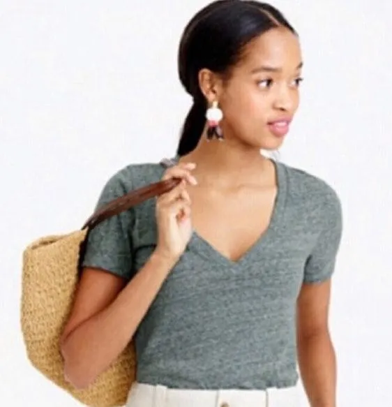 J. Crew Speckled Cotton V-Neck - Image 4