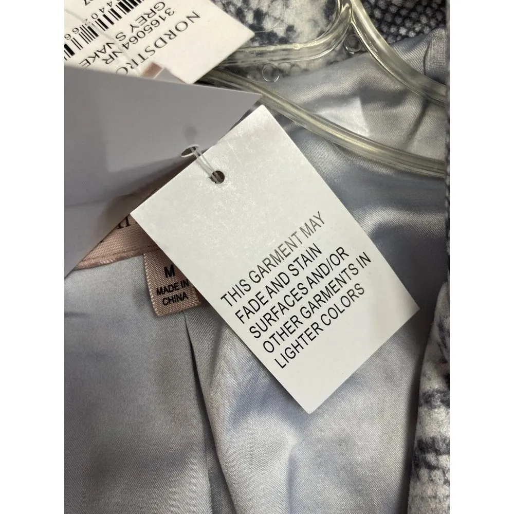 New Philosophy Grey Snake Faux Leather Moto Jacket Womens M Animal Print Coat - Image 9