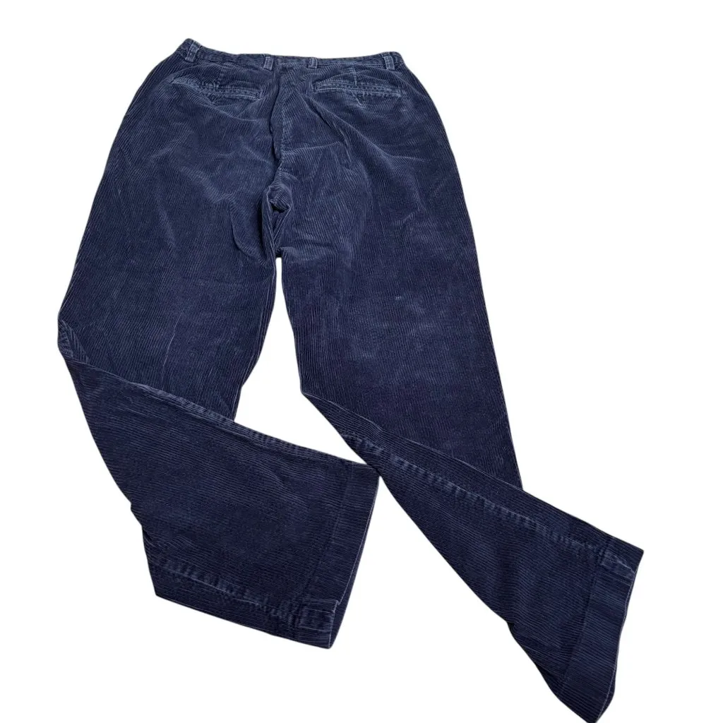 Vintage 90s Hunt Club Corduroy Pants Size 14 Navy Blue High Rise Straight Leg - Image 3