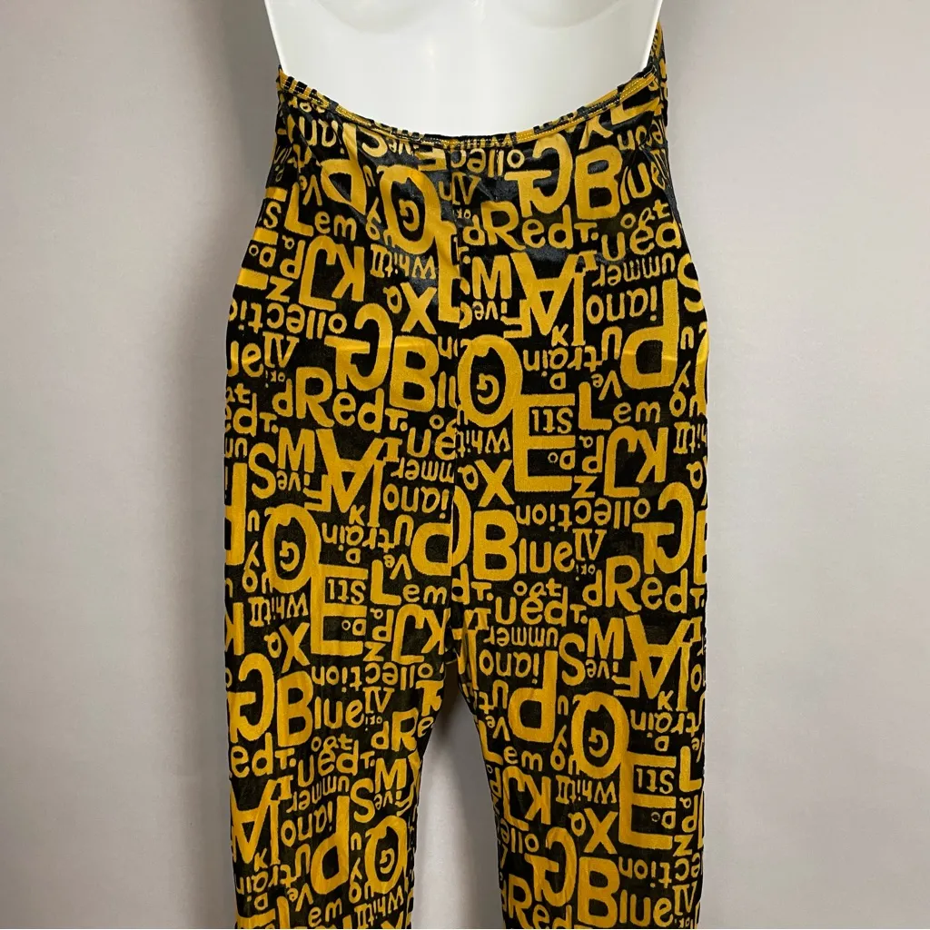 Fashion Brand Company‎ Jumpsuit Wordy Velvet Black Yellow Sheer Halter Medium - Image 9