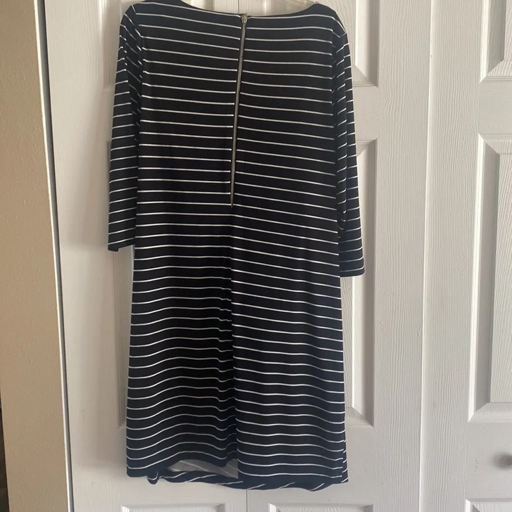 Chicos‎ quarter sleeve black and white striped dress side buckle ruche - Image 5