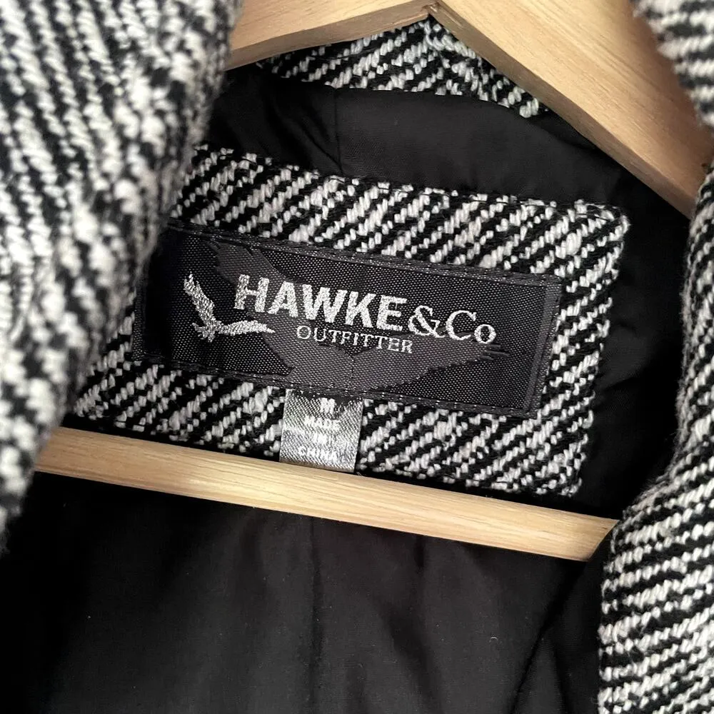 Hawke & Co Outfitters knit black and white patterned coat hood winter women's M Size M - Image 3