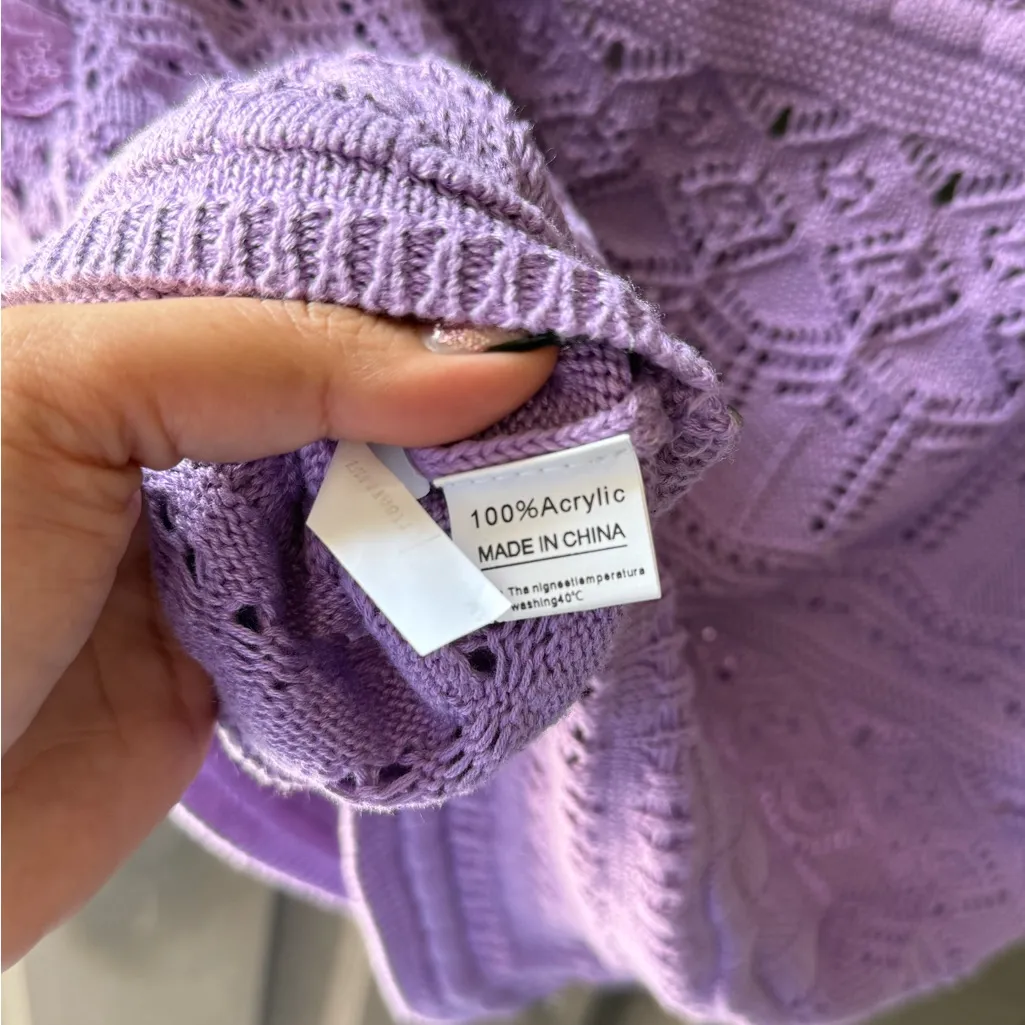 70/21 Lavender Crochet Crop Top Size M - Image 5