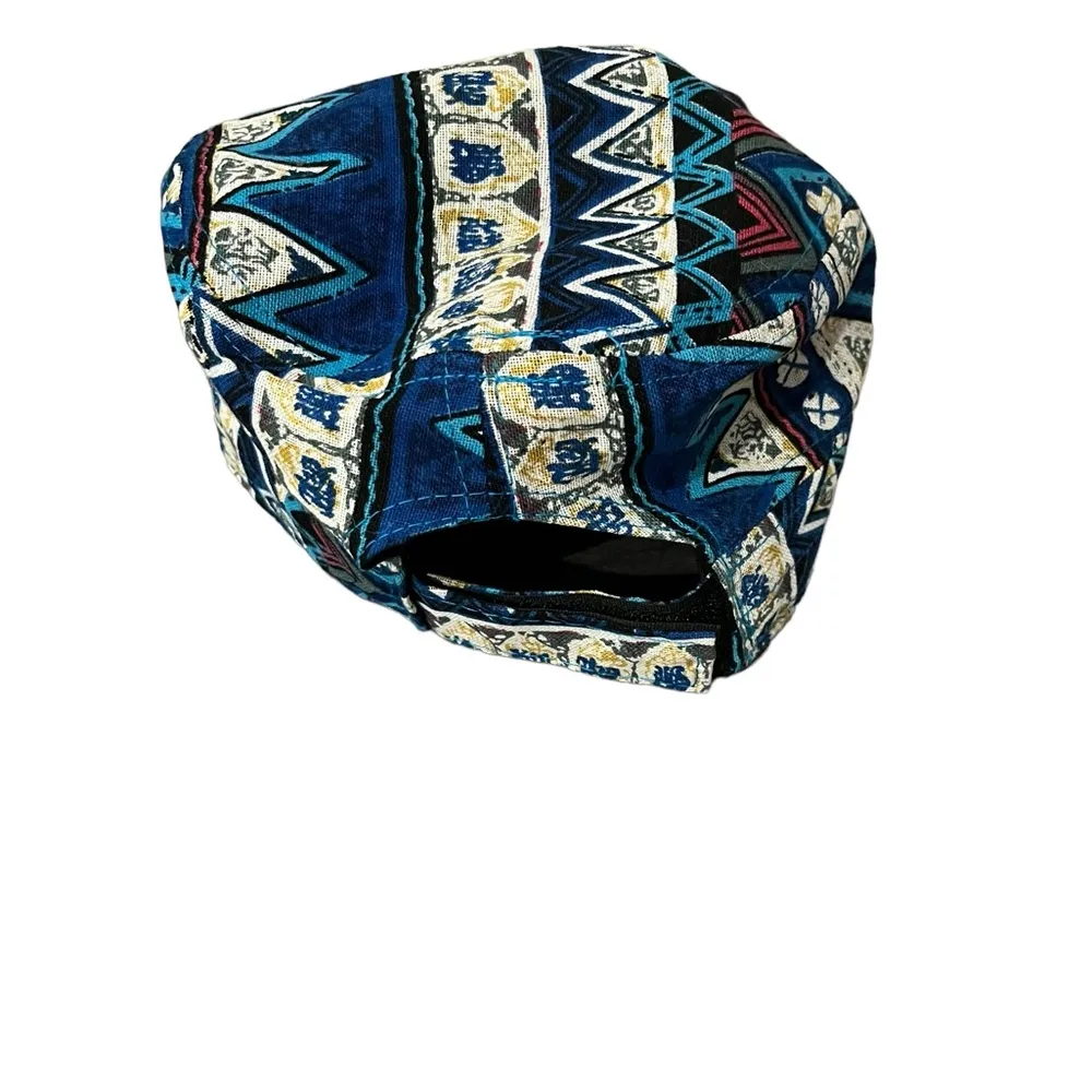 NexGen Head Wear Embellished Stones & Beads Multicolored Aztec Print Cadet Cap Blue - Image 9