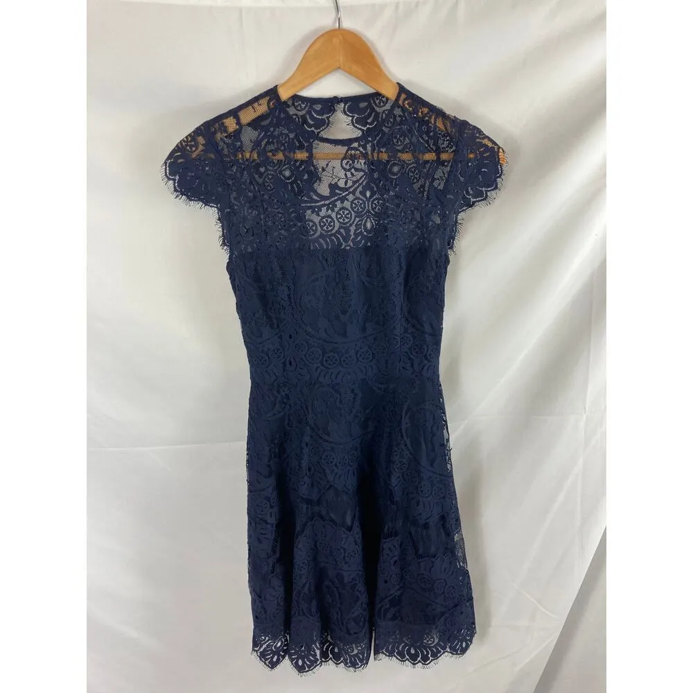BB Dakota “Rhianna” Illusion Yoke Lace Dress dark blue size 0 - Image 3