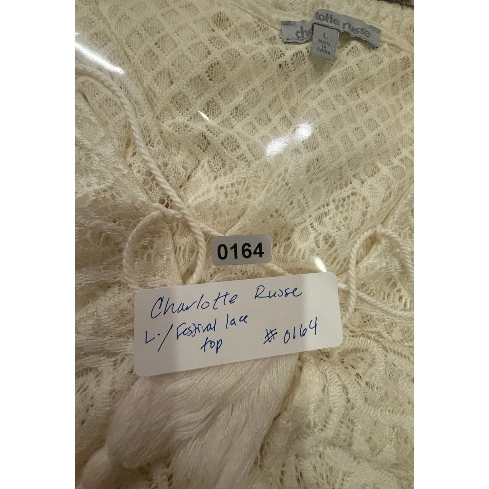 VTG Charlotte Russe Crotchet Prairie Blouse/Bell Sleeve, Y2K Boho Festival‎ LG - Image 4