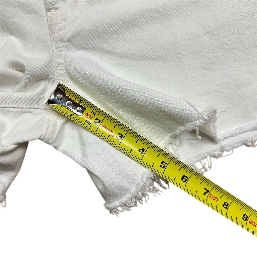 NWT Madewell Women's Brynn Long Short Denim White Size 30 Frayed Hem - Image 12