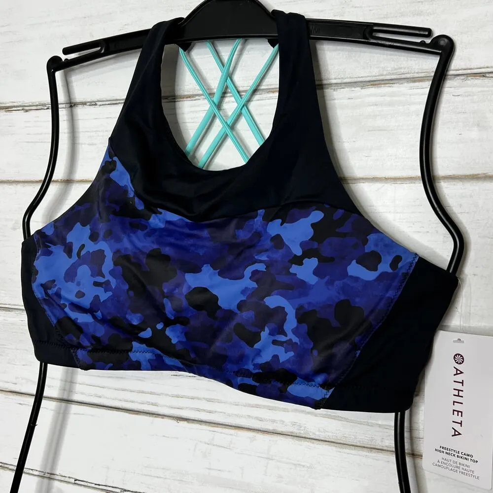 Athleta Freestyle Blue Camo Bikini Top and Bottom Size Large - Image 4