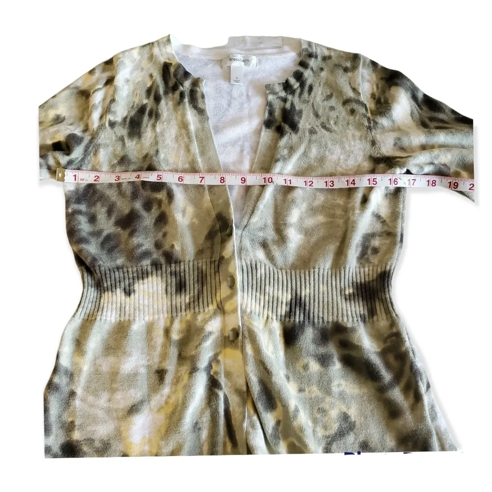 𝅺Dressbarn Button Front Tie Dye Rib-Knit waist Cardigan size S - Image 6