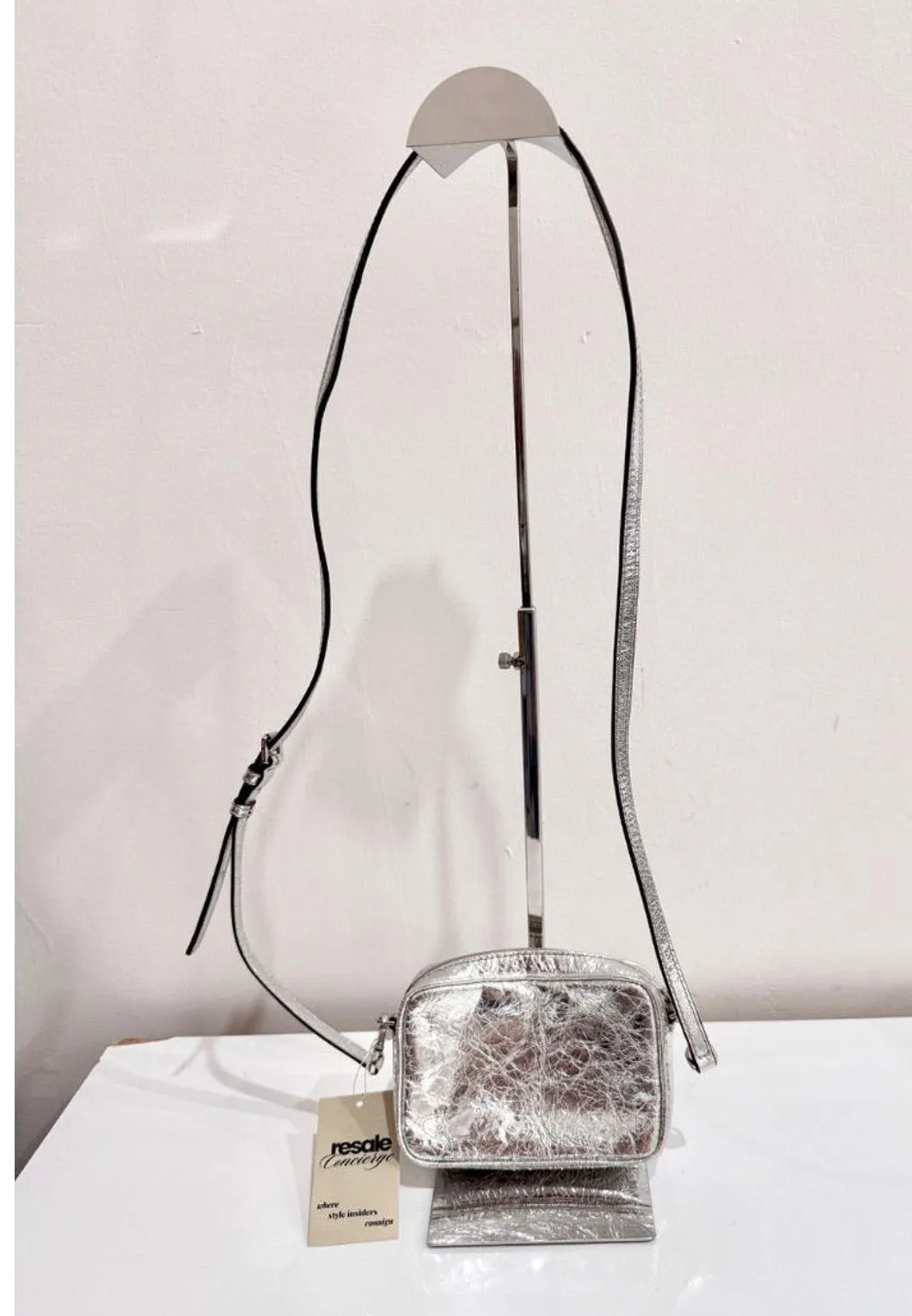 Michael Kors Jet Set Small Camera Crinkled-Leather Crossbody Bag Silver Women's - Image 3