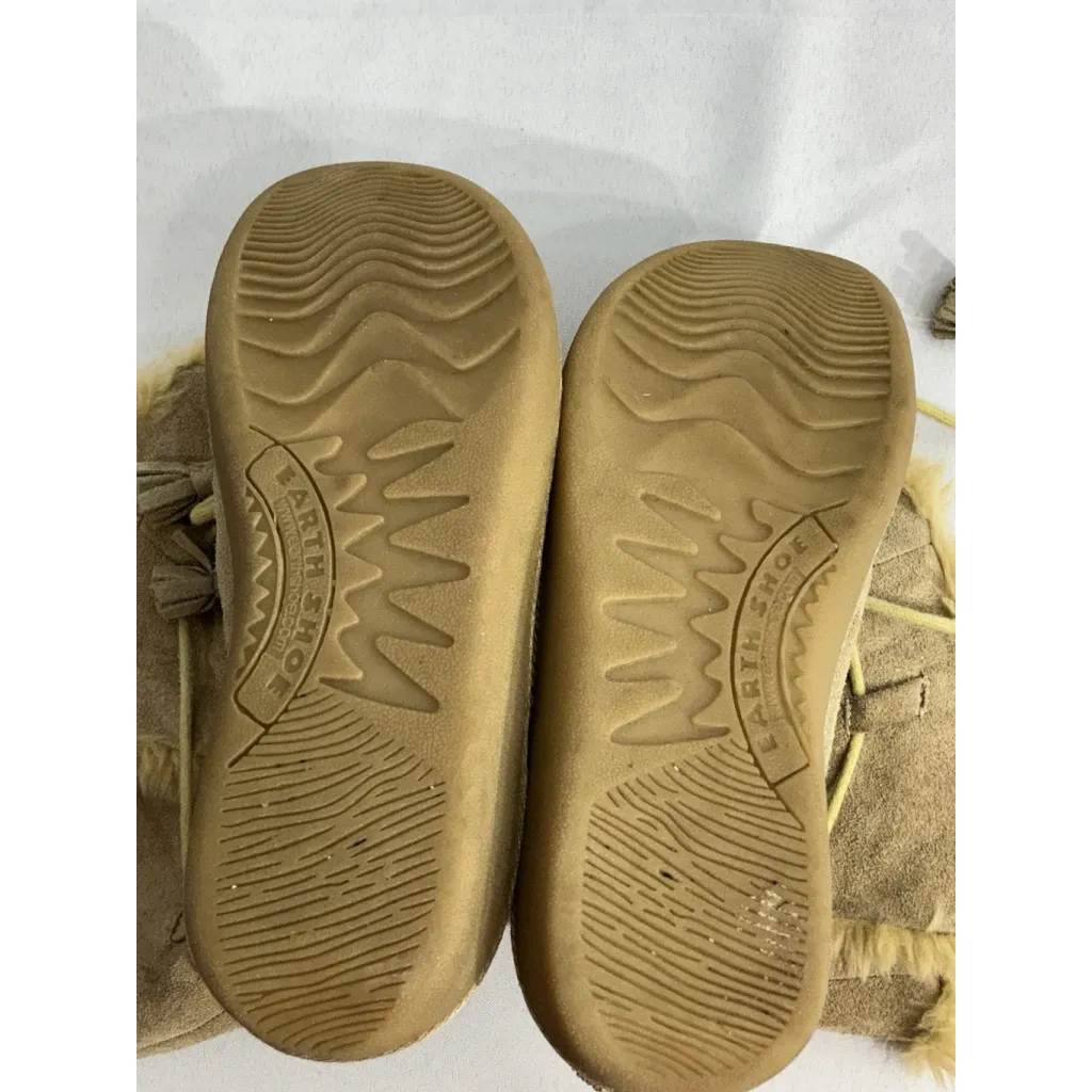 Womans Earth Shoe Miami Size 6 Tan Lined Lace Moccasin Mid calf Boots Brown - Image 8