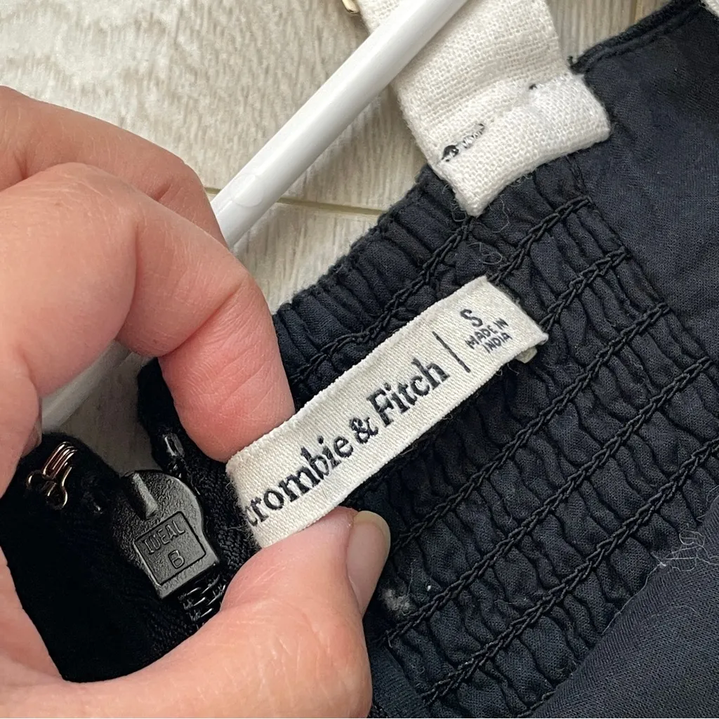 Abercrombie & Fitch Dress linen blend wide strap mini womens Black (small) party - Image 2