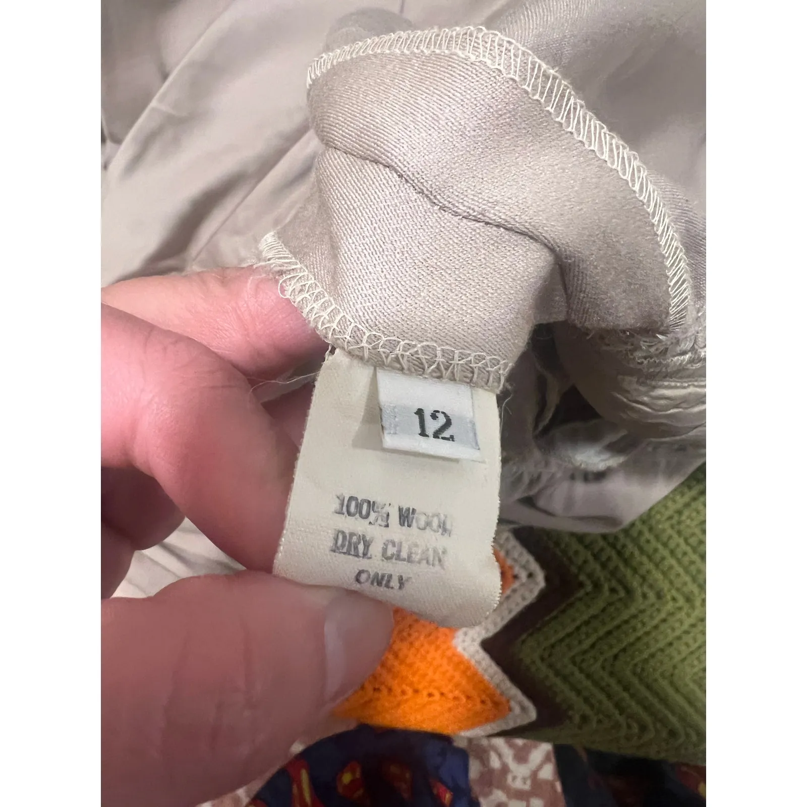 Vintage 80s Mary Ann Restivo Minimalist Wool Wrap Dress Khaki Tan Office Size 12 - Image 6