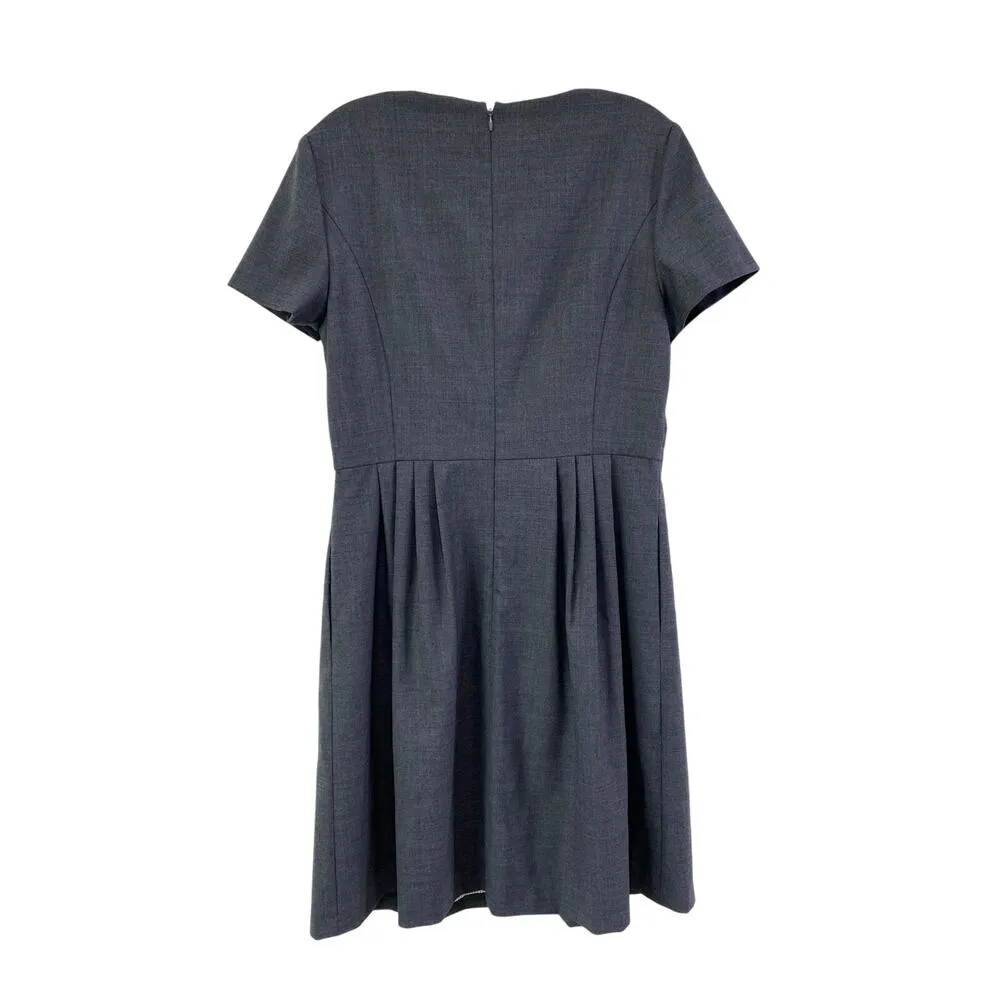 Brooks Bros Red Fleece Wool Blend Floral Embroidered Beads Pleated Shift Dress 8 - Image 9