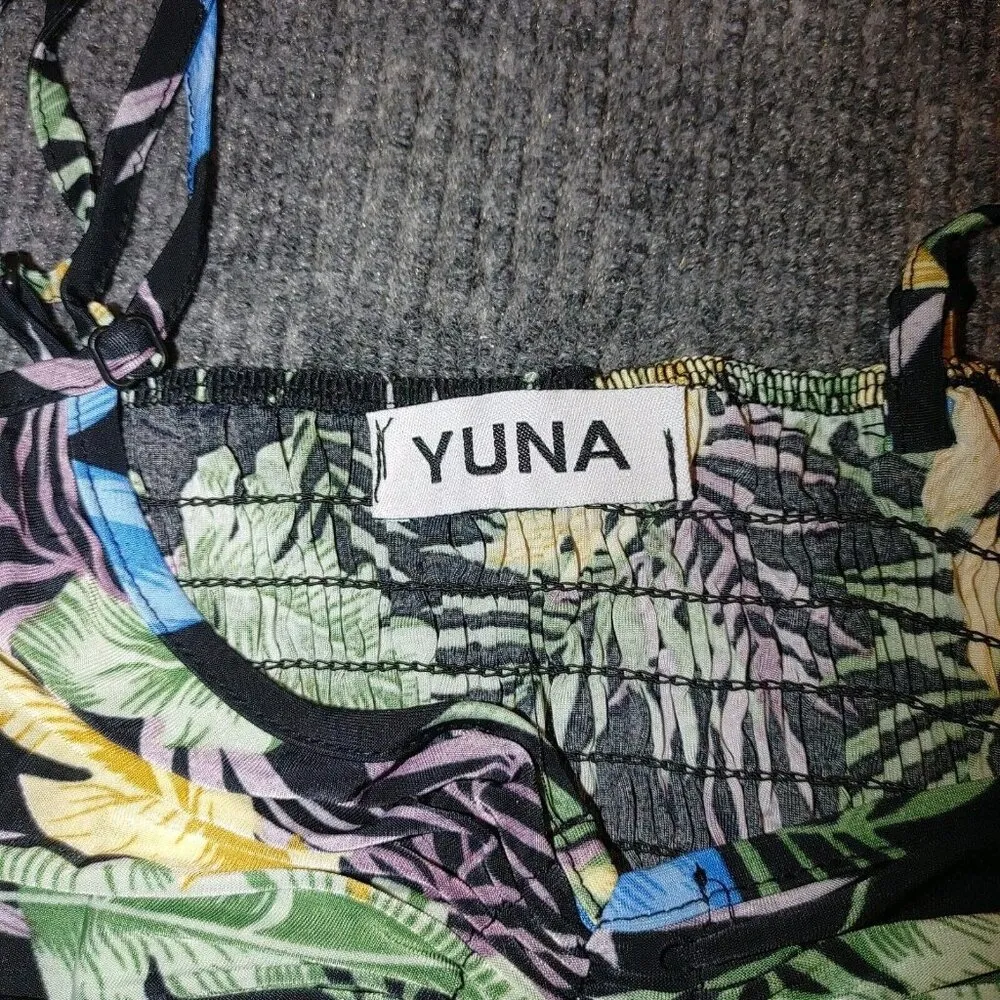 Yuna Floral Maxi Short Beach Tropical Botanical Sleeveless Dress SM High Low Size M - Image 6