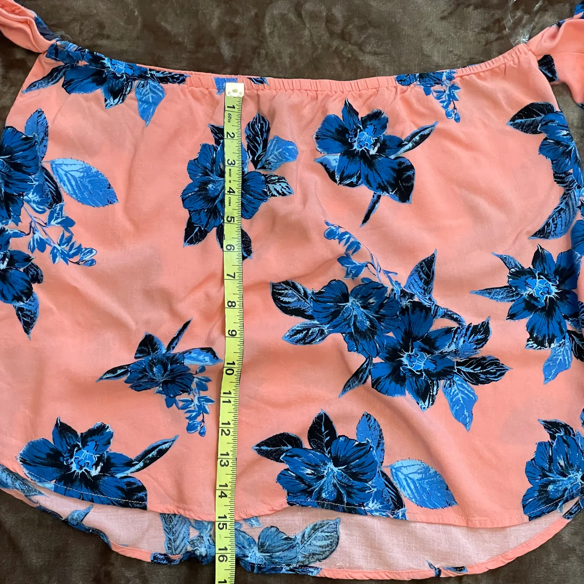 Gypsies & Moondust Off The Shoulder Coral Blue White Blouse Size Large - Image 8