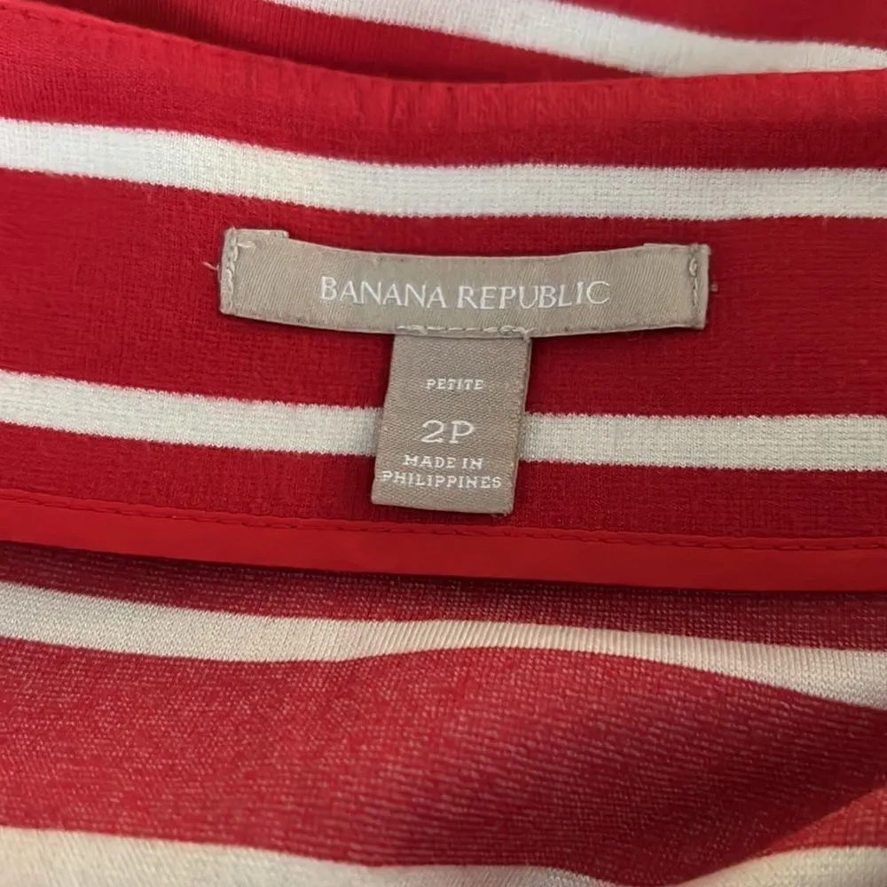 Banana Republic Striped Pencil Skirt Size Petite 2 Red/White - Image 3