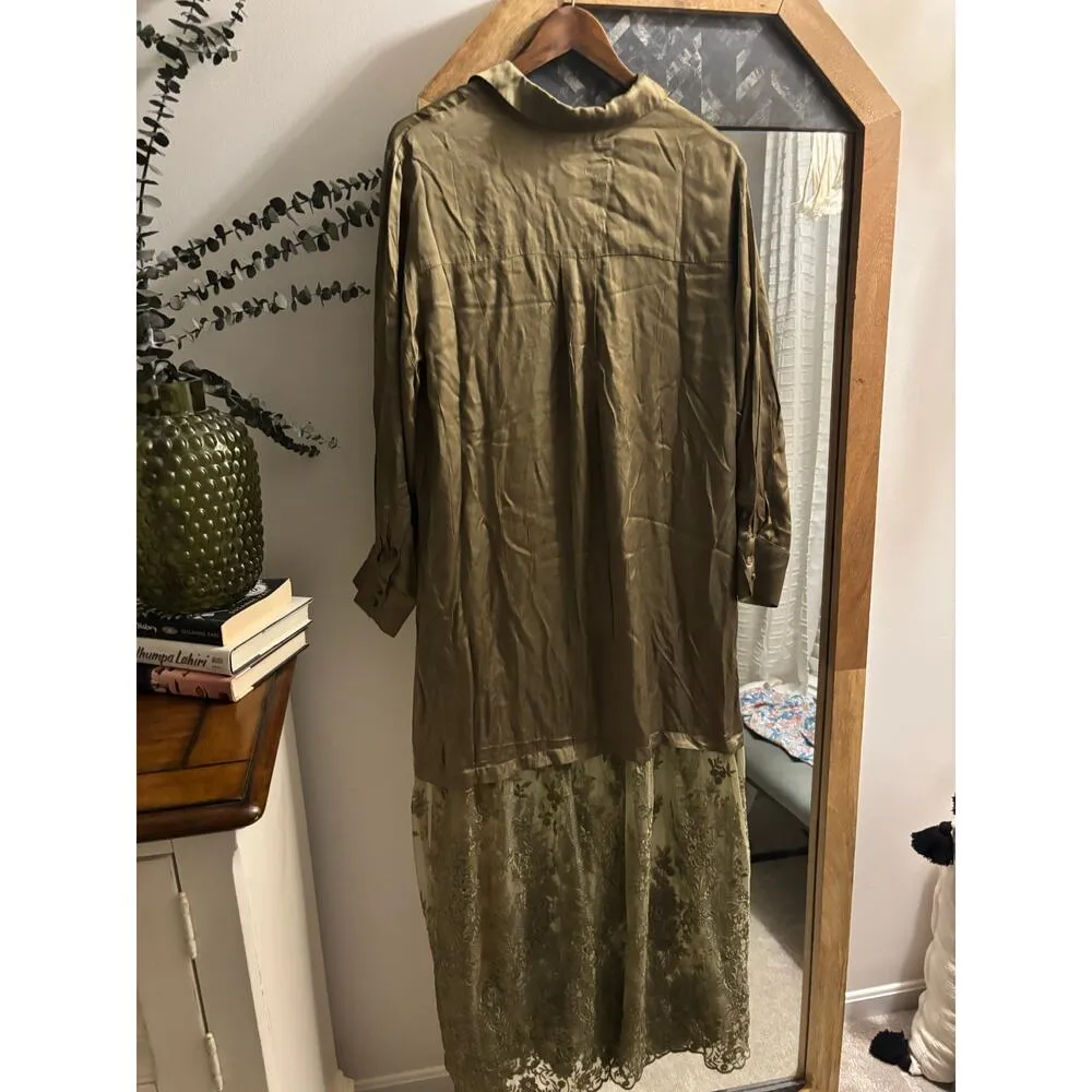 By Anthropologie Lace Mix Twofer Satin Maxi Dress - Image 7