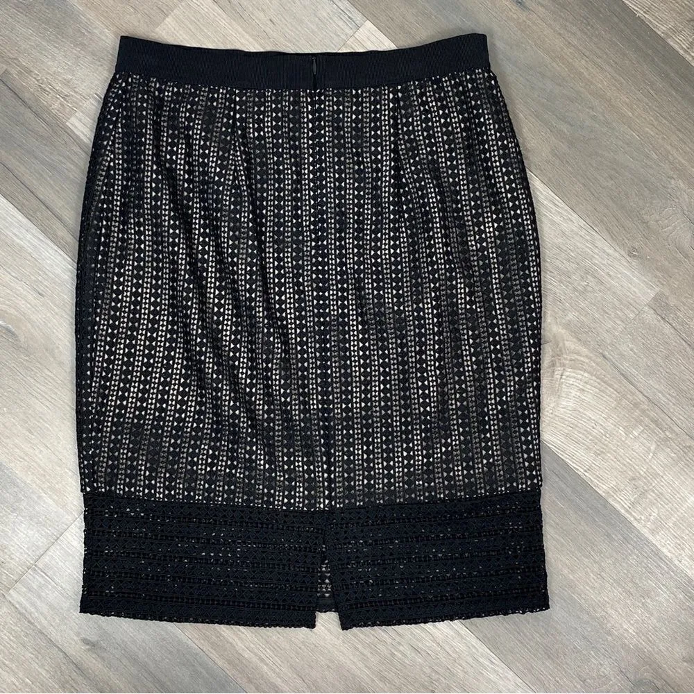 Ann Taylor Crochet Lace Sheer Illusion Pencil Skirt Black 6 - Image 7