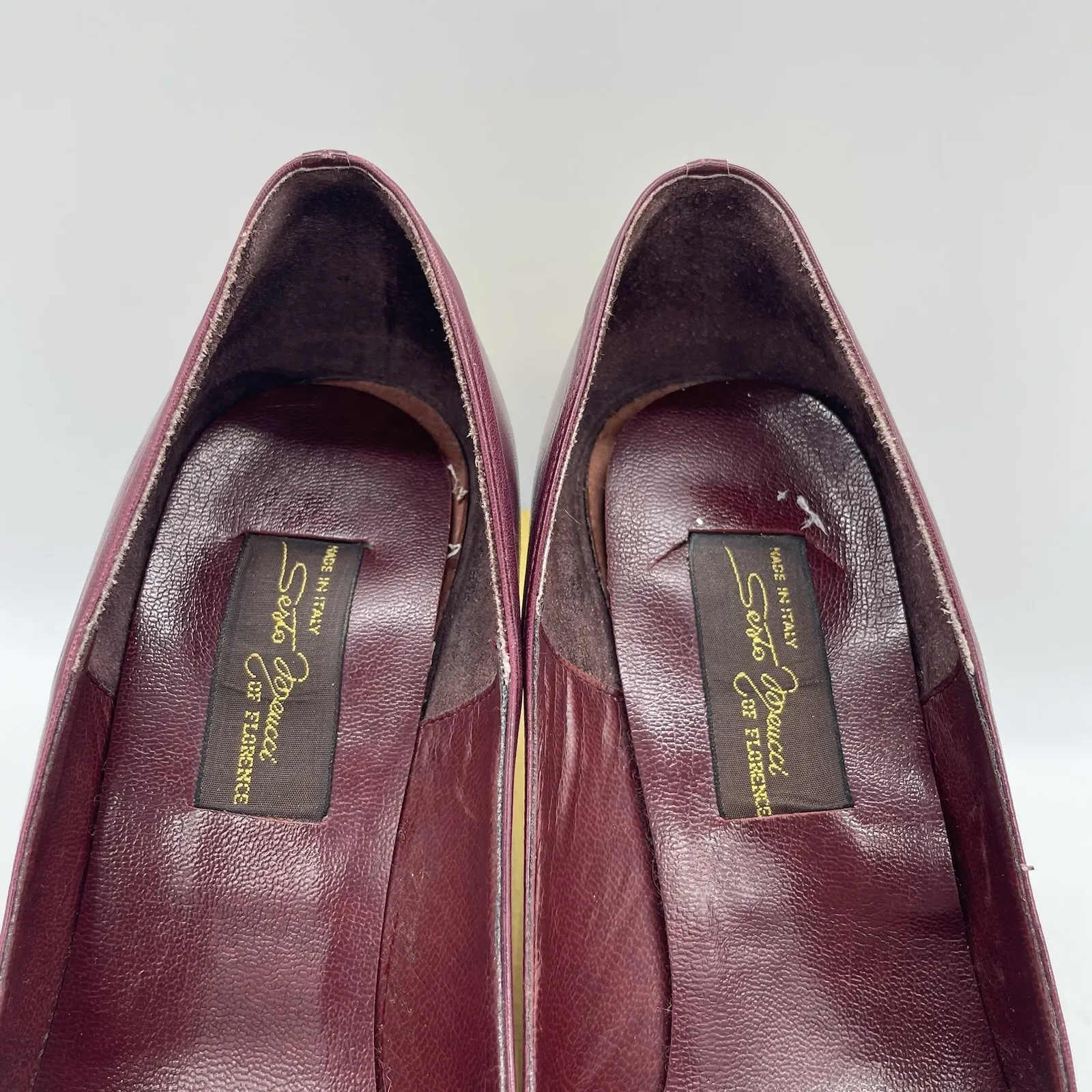 Vintage‎ Sesto Meucci Womens 8 Pumps Burgundy Leather Heels Made In Italy Shoes - Image 12