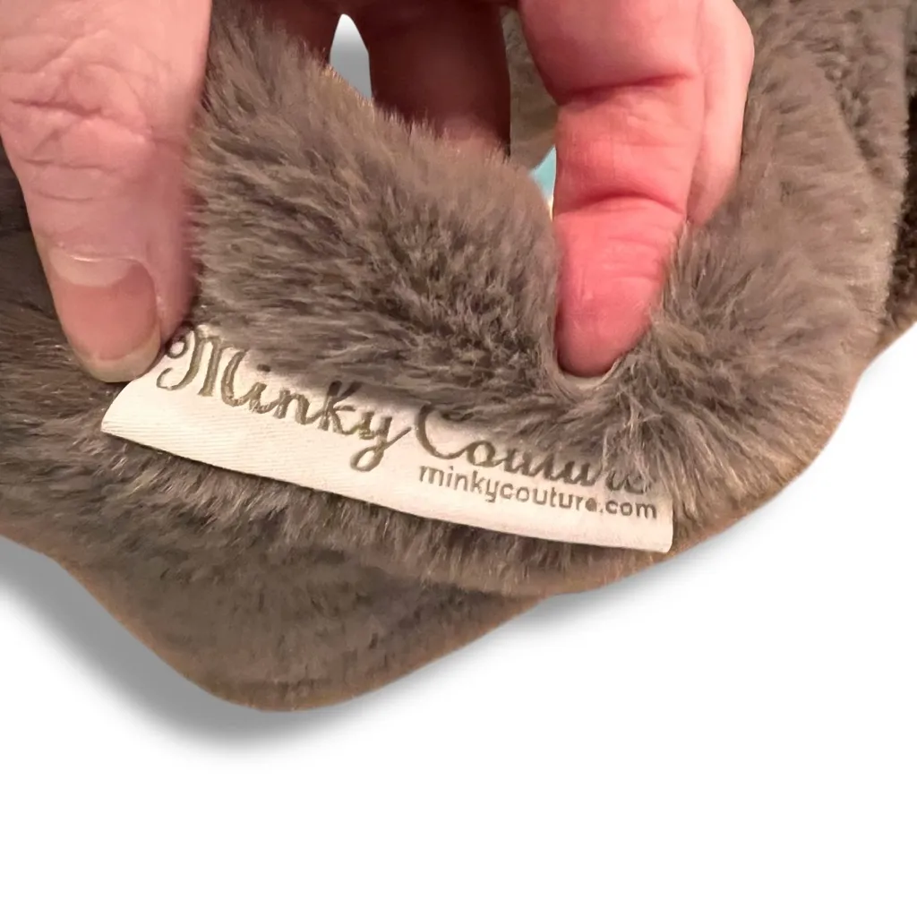 MINKY COUTURE Taupe Grey So Soft Luxury Plush Neck Scarf WOMENS 5.5”X 72” Gray - Image 3