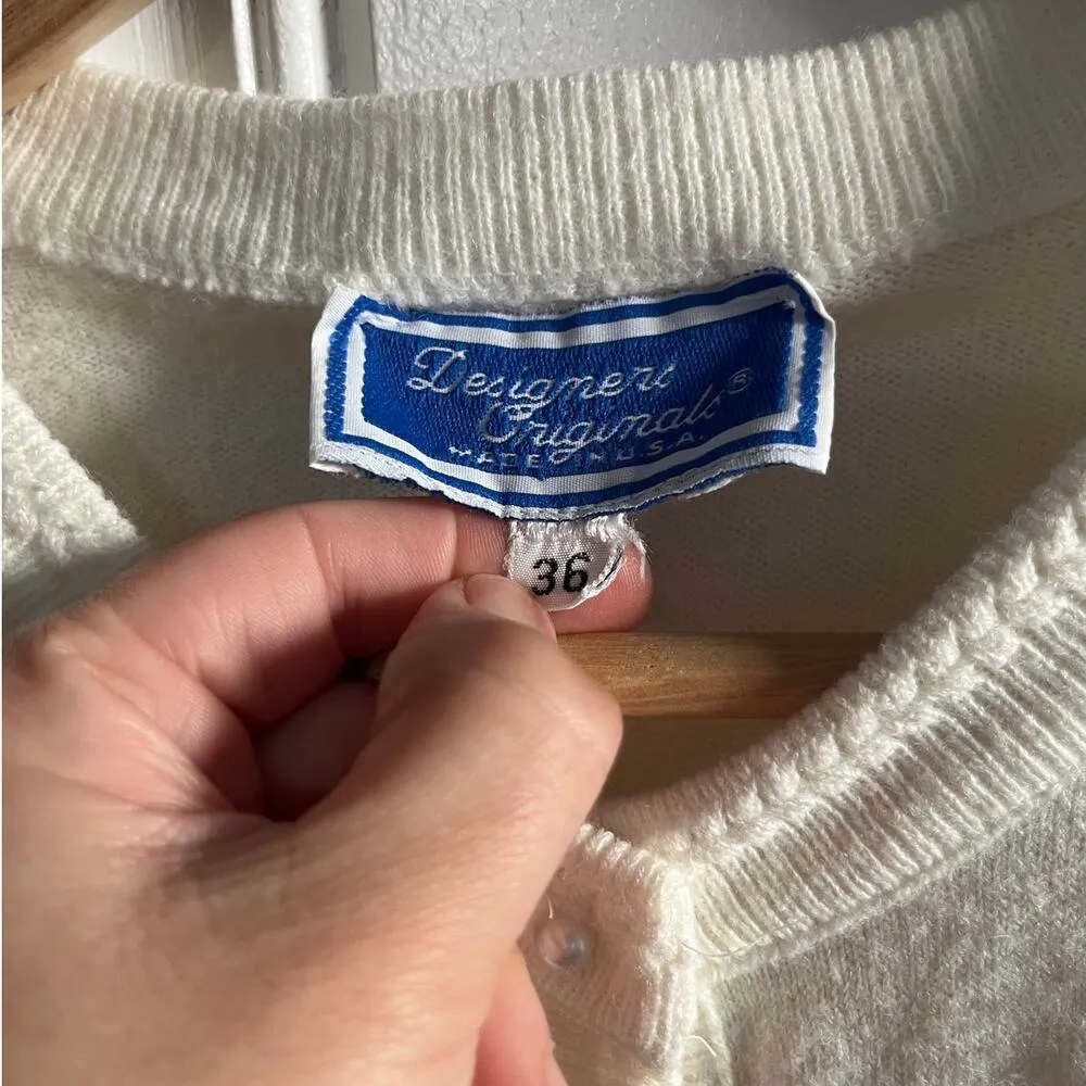 Vintage cardigan cream button up size small White - Image 2