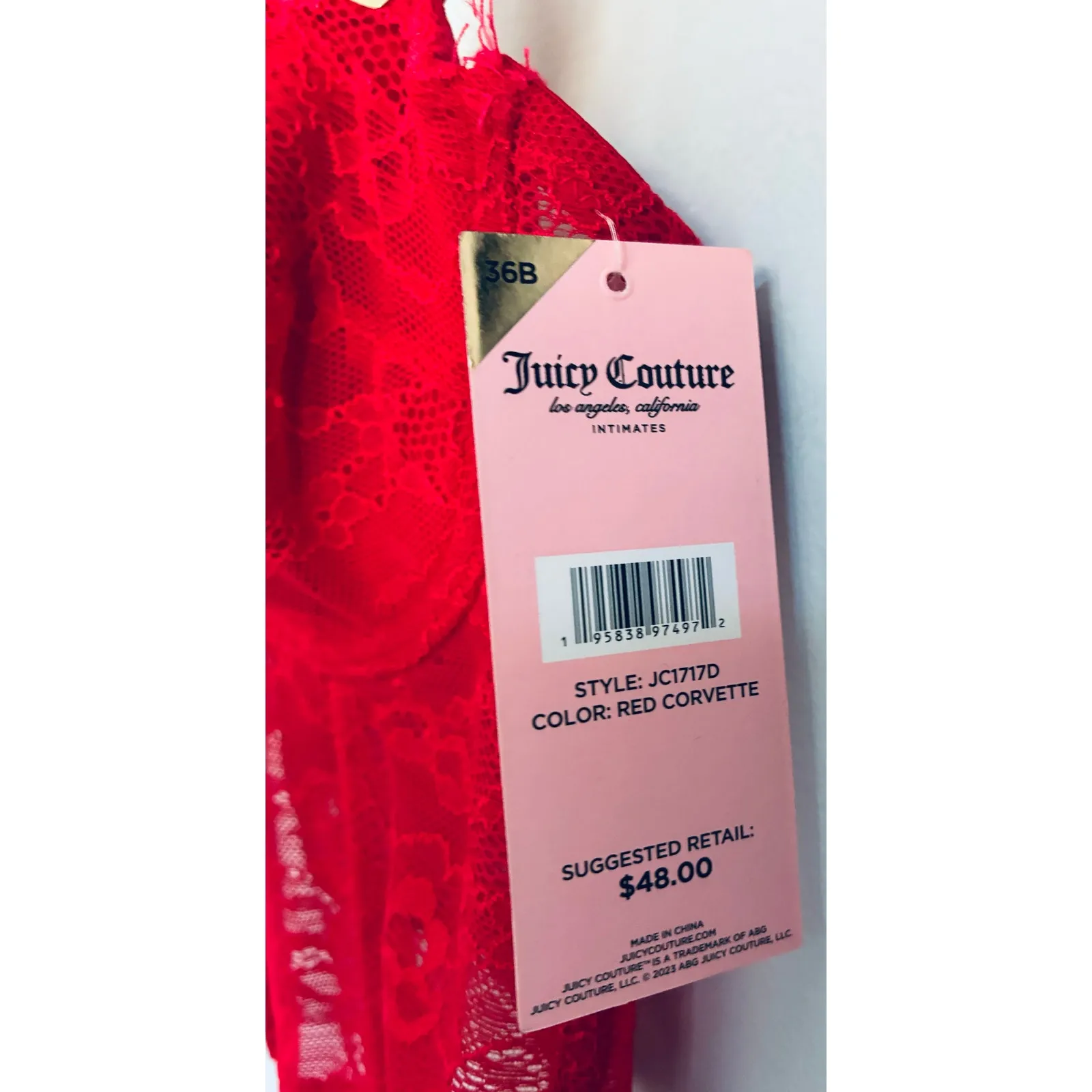 Juicy Couture Corset 36B Red Sexy Lace - Image 4