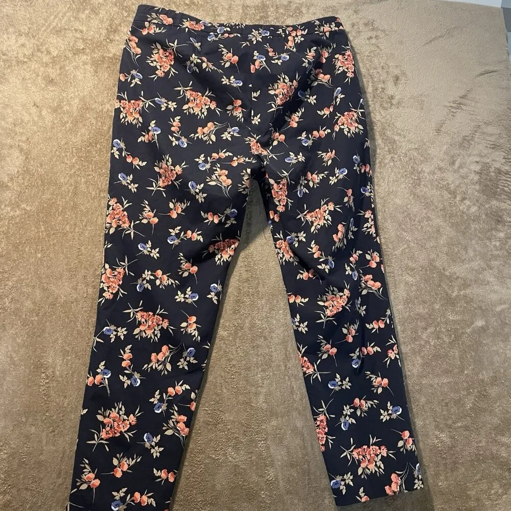 J. Jill Pants Womens 18 Plus Precision Stretch Blue Floral Print Leisure Comfort - Image 3