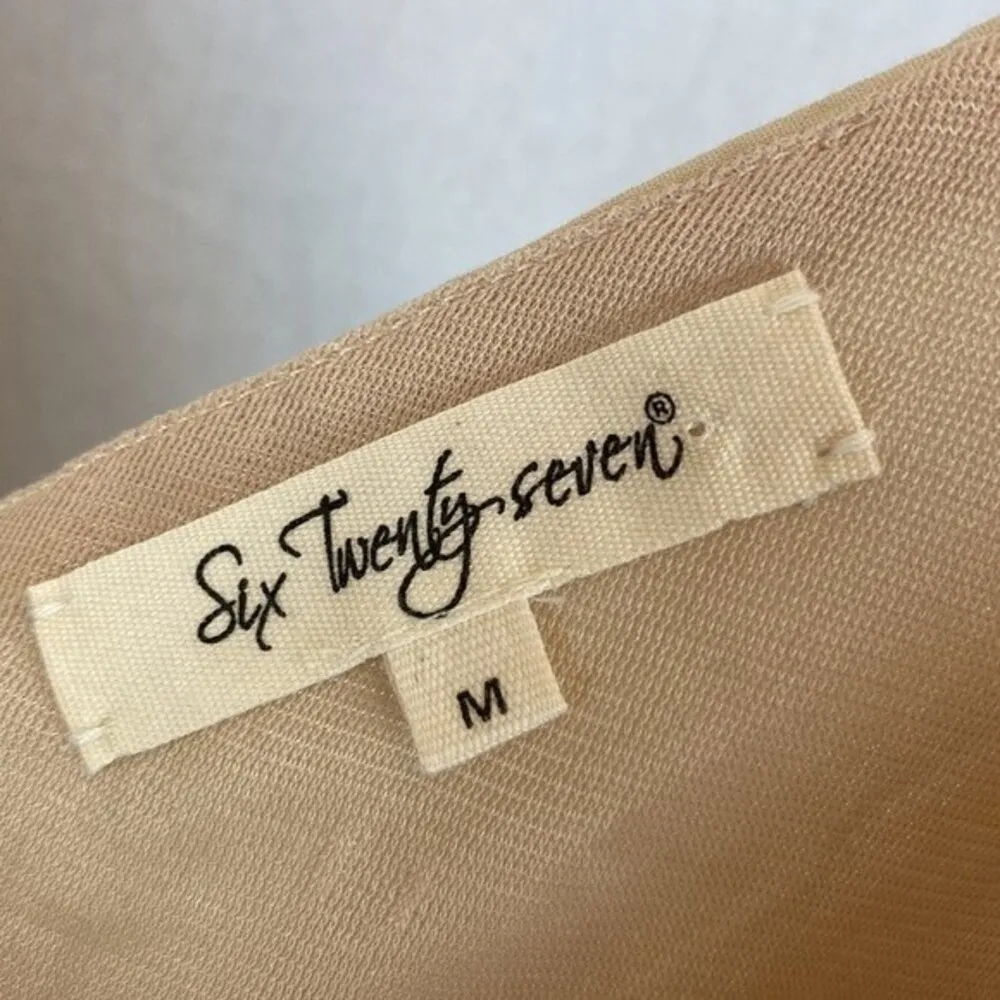 Tan Cotton Crochet Lace Trim Long Sleeveless Maxi Dress M Size M - Image 9