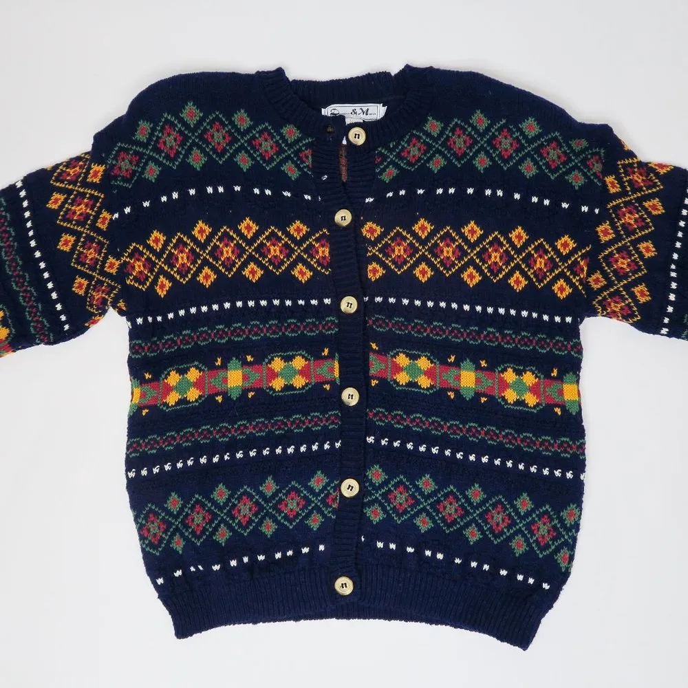 Vintage 80s Dominic & Maria Geometric Cardigan Sweater Size L - Image 3