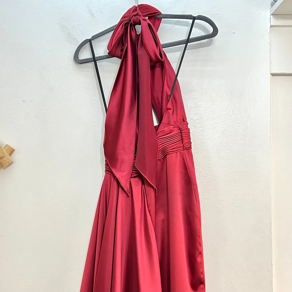 Mac Duggal 12089 Crossover Halter Neck Satin Gown - Image 7