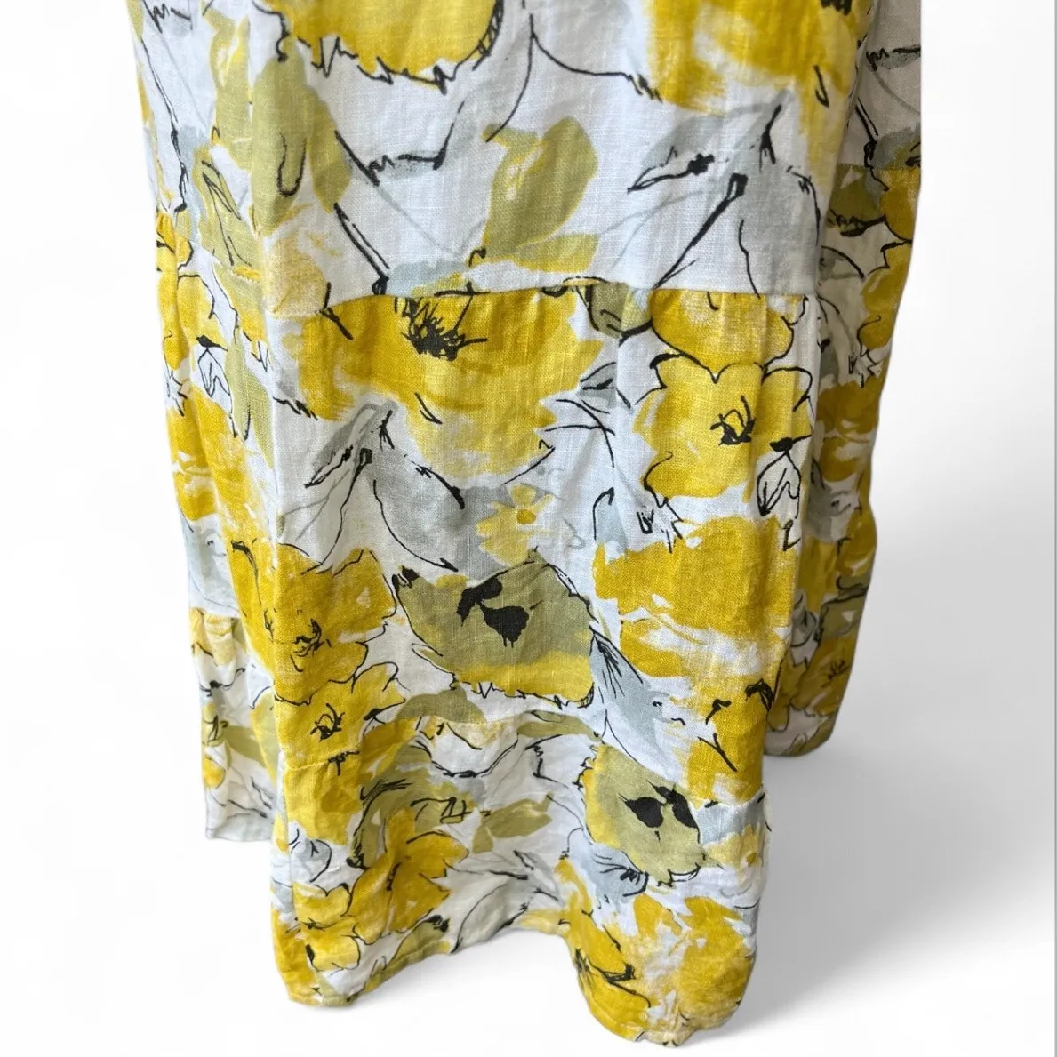Valentina Naldi Floral Yellow Dress Sleeveless dress line Made In Italy Medium - Image 6