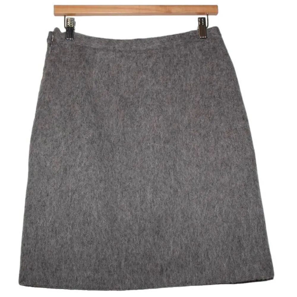 Women's J. Crew 37523 Gray Wool Fur Polyester Nylon Acetate Pencil Skirt Size 8 - Image 2