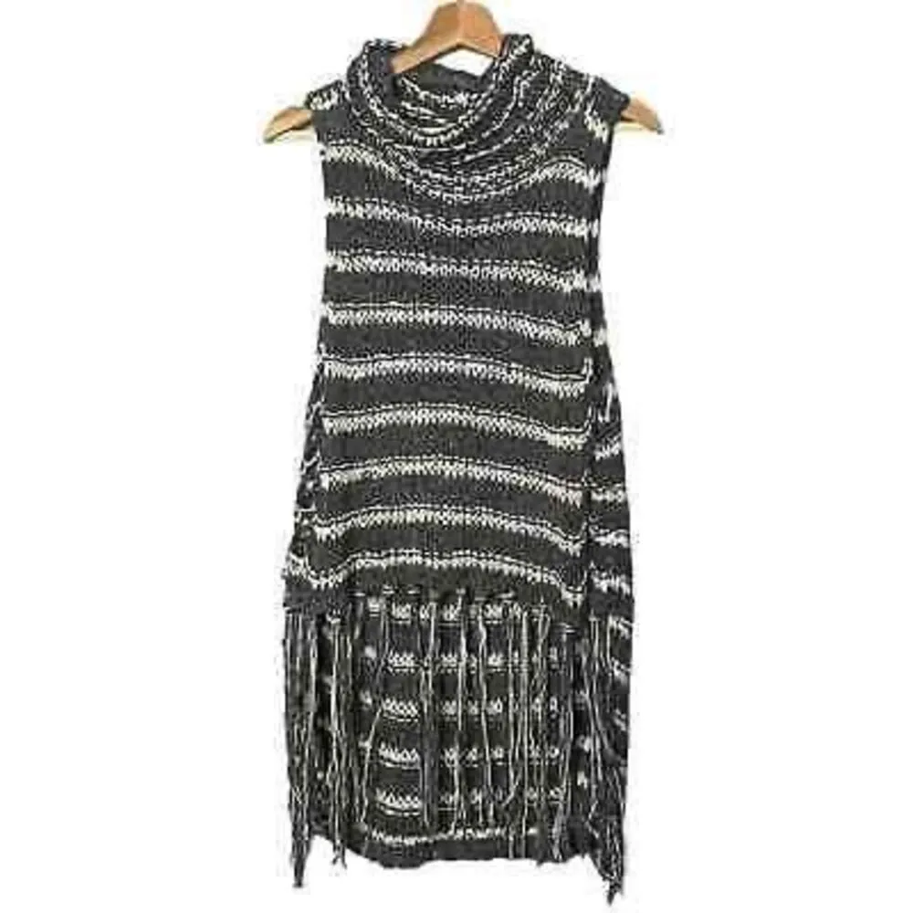 ✨FREE PEOPLE Folksong Fringe Tunic Loose Knit Sleeveless Sz XS Sweater Top✨ - Image 6