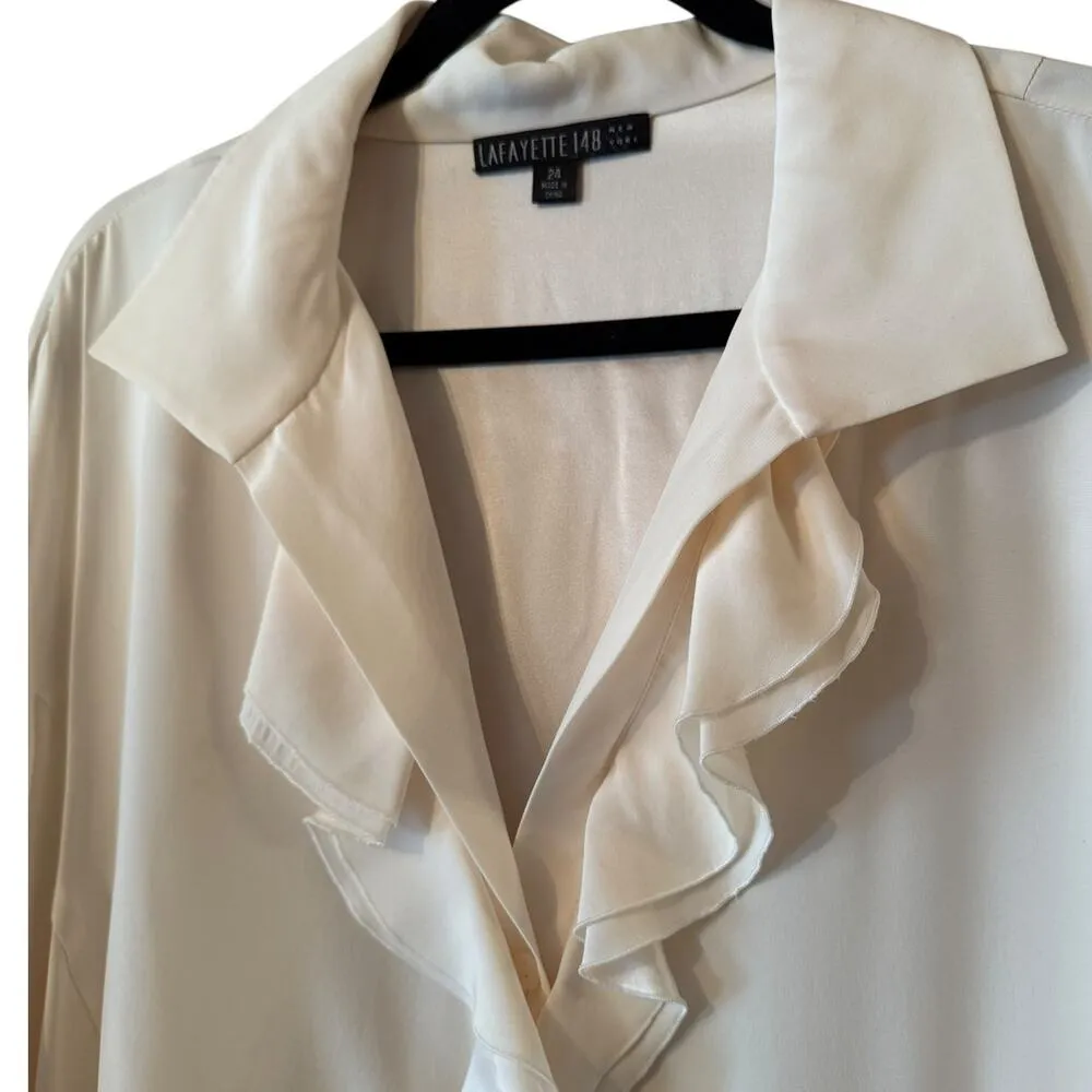 LAFAYETTE 148 New York Raffia 100% Silk Ruffle collar romantic victorian 24W - Image 2