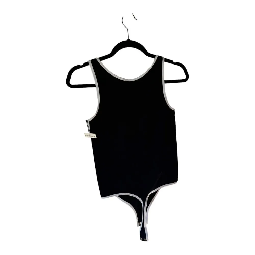 Karl Lagerfeld Paris Black Ribbed Tank Sleeveless Bodysuit Size M New - Image 4